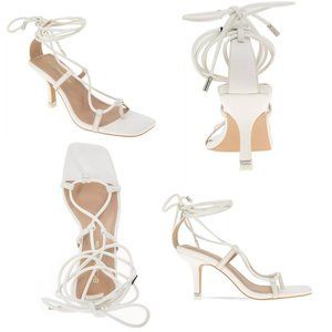 BCBGeneration Marxa White Leather Lace Tie Sandal Size 9 M NEW